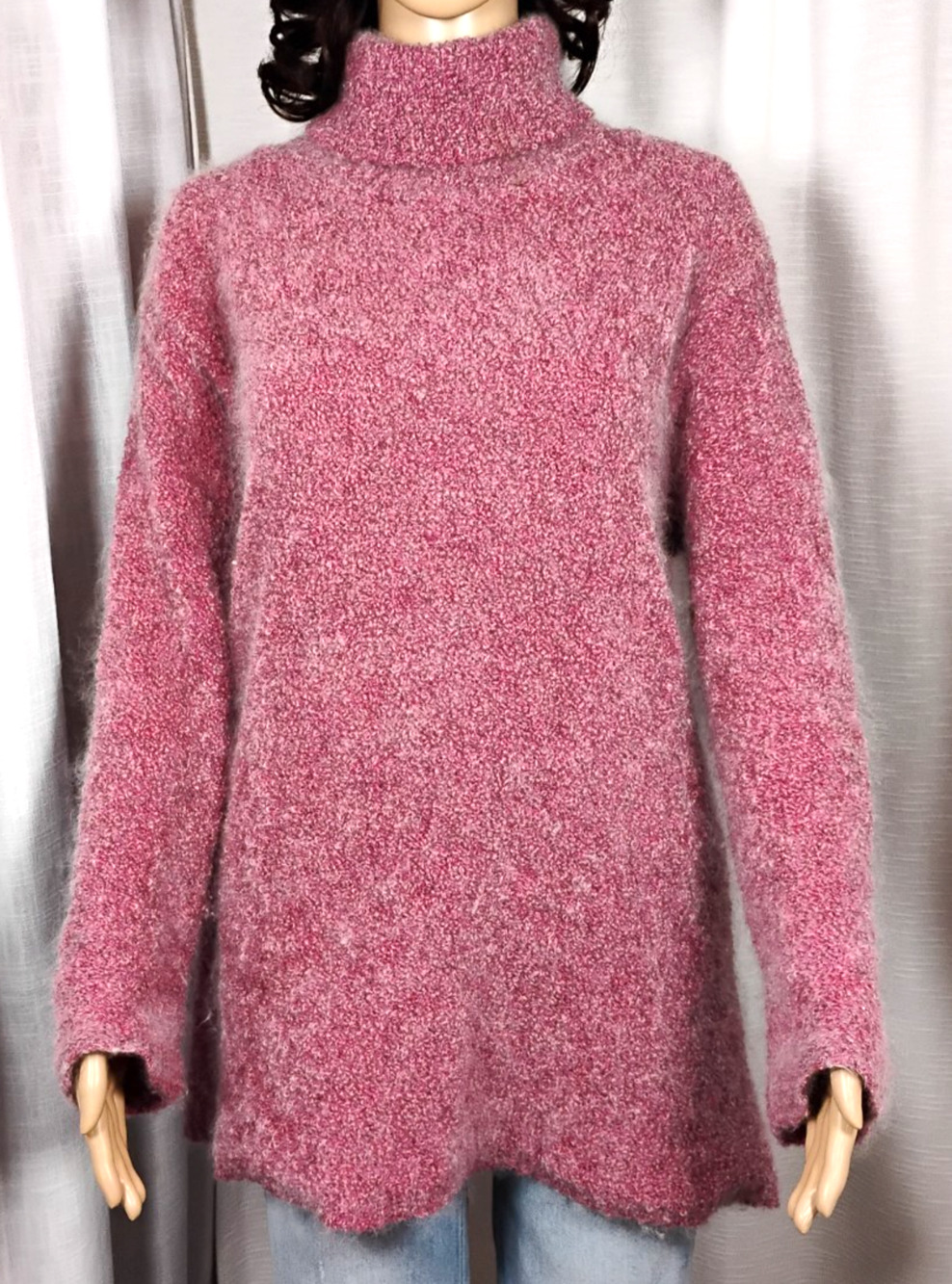 Laura Ashley Merino Wool Kid Mohair Boucle Sweater Tunic Boxy Y2K M